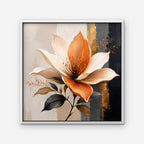 Peach Magnolia Canvas Art - Square – White Floating Frame on white background