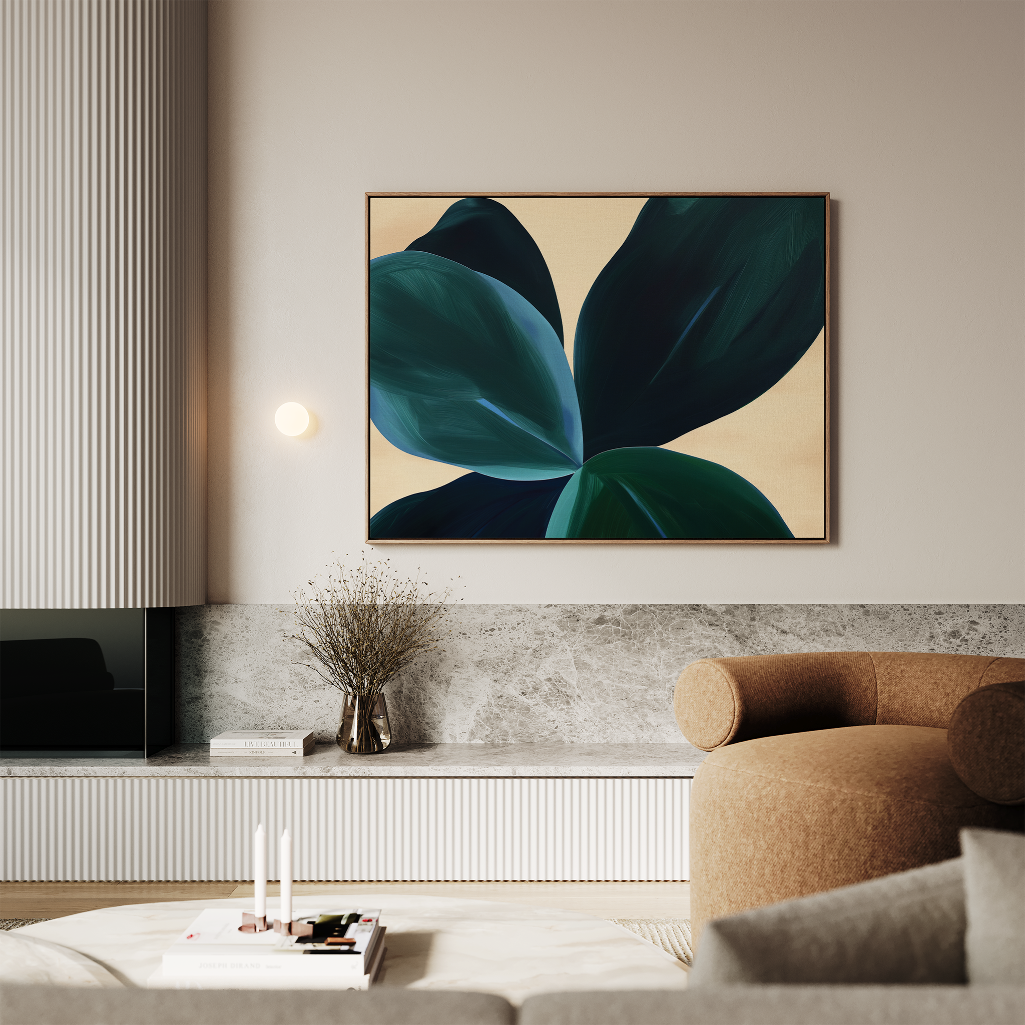 Midnight Tide – blue botanical canvas wall art print by Aspire Prints