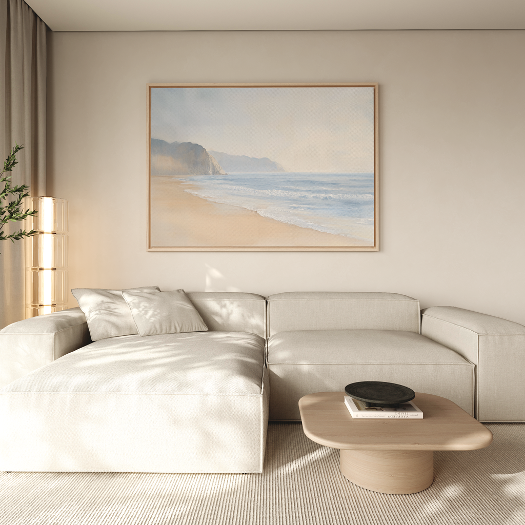 Whispers of the Tide – beige and white vintage canvas wall art print by Aspire Prints