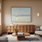 Where the Horizon Calls – blue vintage canvas wall art print by Aspire Prints