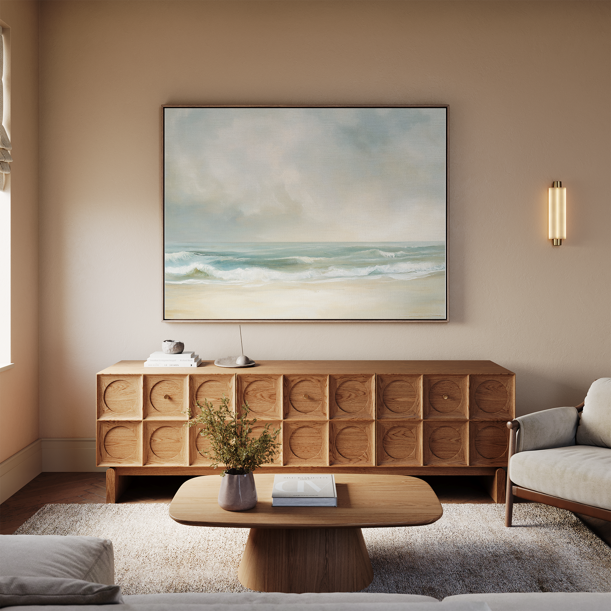 Whispering Tides at Dawn – blue vintage canvas wall art print by Aspire Prints