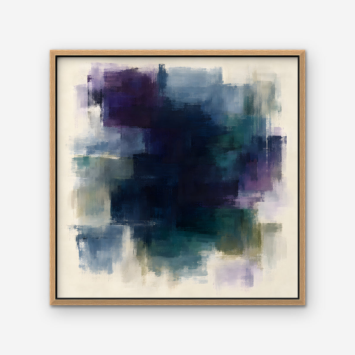 Plum and Navy Haze Canvas Art - Square – Oak Floating Frame on white background