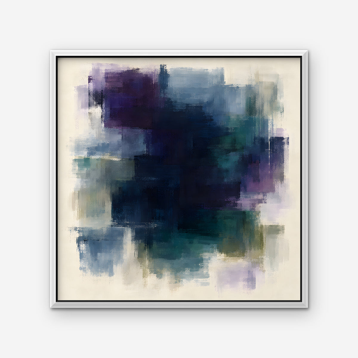 Plum and Navy Haze Canvas Art - Square – White Floating Frame on white background