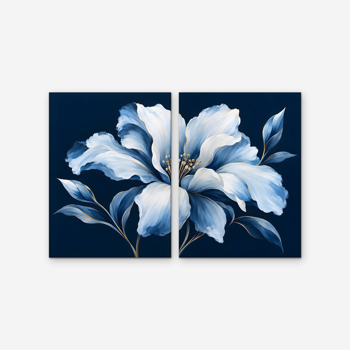 Powder Blue Bloom Canvas Art - Set of 2 – Stretched Canvas Only on white background