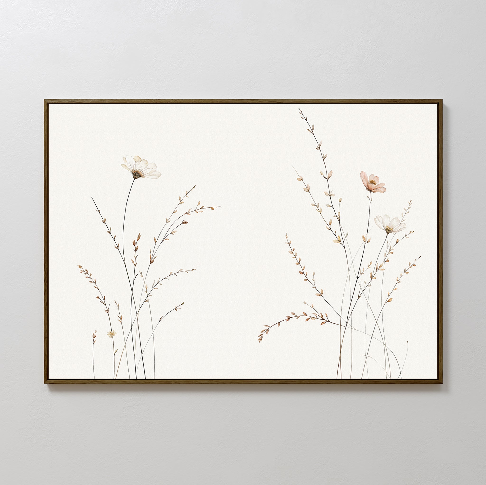 Whispers of the Meadow Canvas Print – beige and white botanical canvas wall art print by Aspire Prints