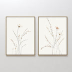 Whispers of the Wildflower Field – Set of 2 Canvas Prints set of 2 – beige and white botanical canvas wall art by Aspire Prints
