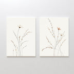 Whispers of the Wildflower Field – Set of 2 Canvas Prints set of 2 – beige and white botanical canvas wall art by Aspire Prints