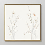 Whispers of the Meadow Canvas Print – beige and white botanical canvas wall art print by Aspire Prints