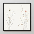 Whispers of the Meadow Canvas Print – beige and white botanical canvas wall art print by Aspire Prints