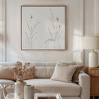 Whispers of the Meadow Canvas Print – beige and white botanical canvas wall art print by Aspire Prints