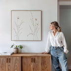 Whispers of the Meadow Canvas Print – beige and white botanical canvas wall art print by Aspire Prints
