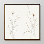 Whispers of the Meadow Canvas Print – beige and white botanical canvas wall art print by Aspire Prints
