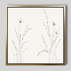 Whispers of the Meadow Canvas Print – beige and white botanical canvas wall art print by Aspire Prints