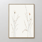 Whispering Meadow Hush – beige and white botanical canvas wall art print by Aspire Prints