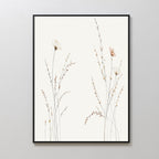 Whispering Meadow Hush – beige and white botanical canvas wall art print by Aspire Prints