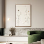 Whispering Meadow Hush – beige and white botanical canvas wall art print by Aspire Prints