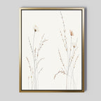 Whispering Meadow Hush – beige and white botanical canvas wall art print by Aspire Prints