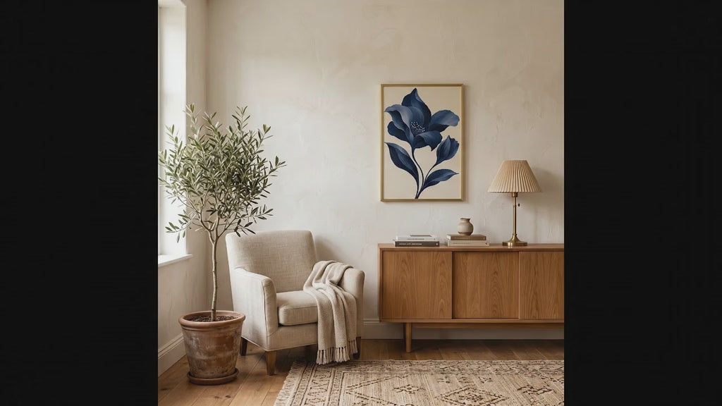 Velvet Blue Flower Canvas Art - Vertical