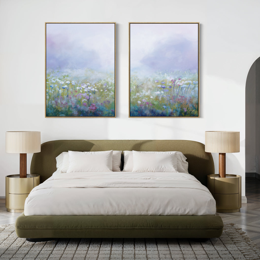 Lavender Whisper Diptych – Set of 2 Canvas Prints set of 2 – green botanical canvas wall art by Aspire Prints