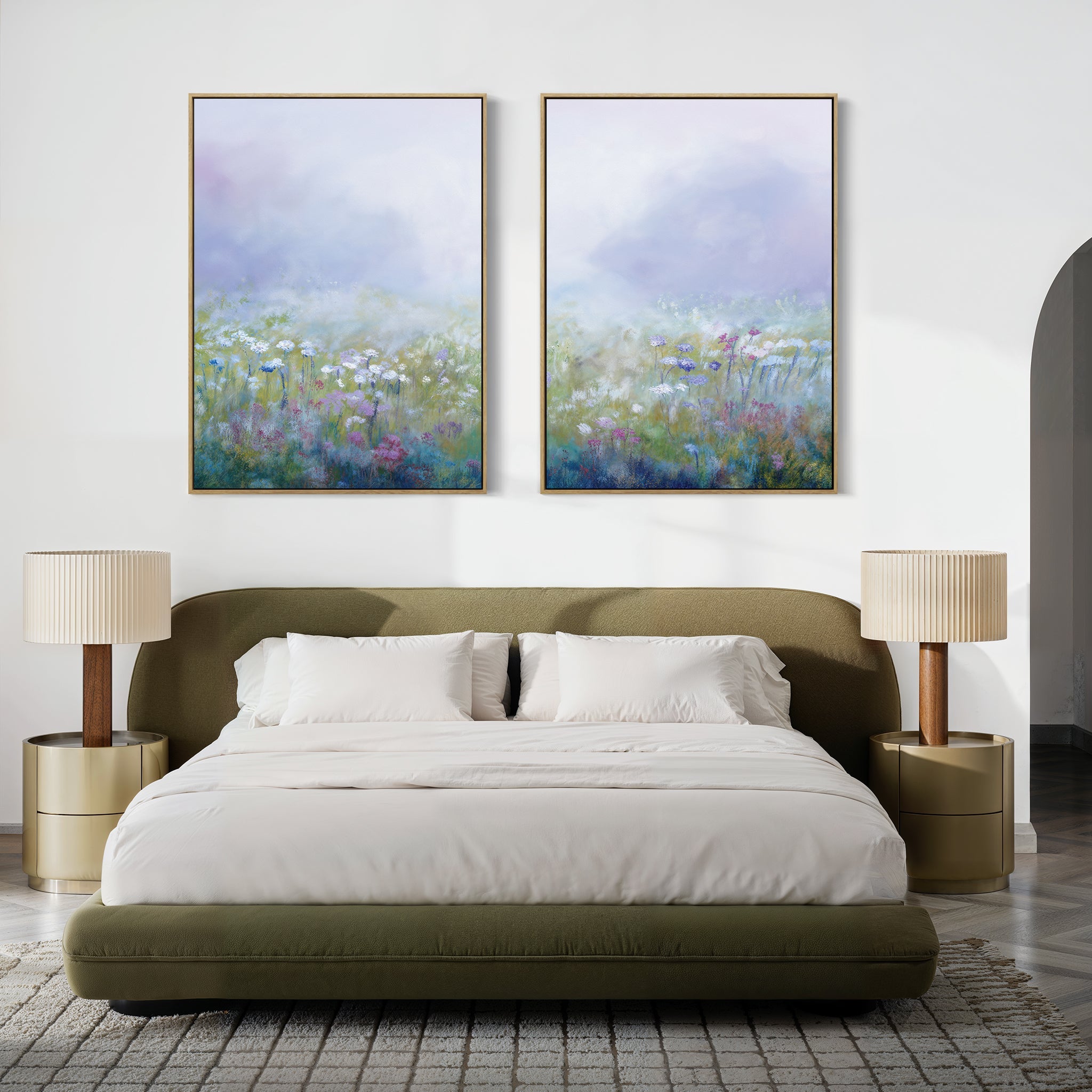 Lavender Whisper Diptych – Set of 2 Canvas Prints set of 2 – green botanical canvas wall art by Aspire Prints