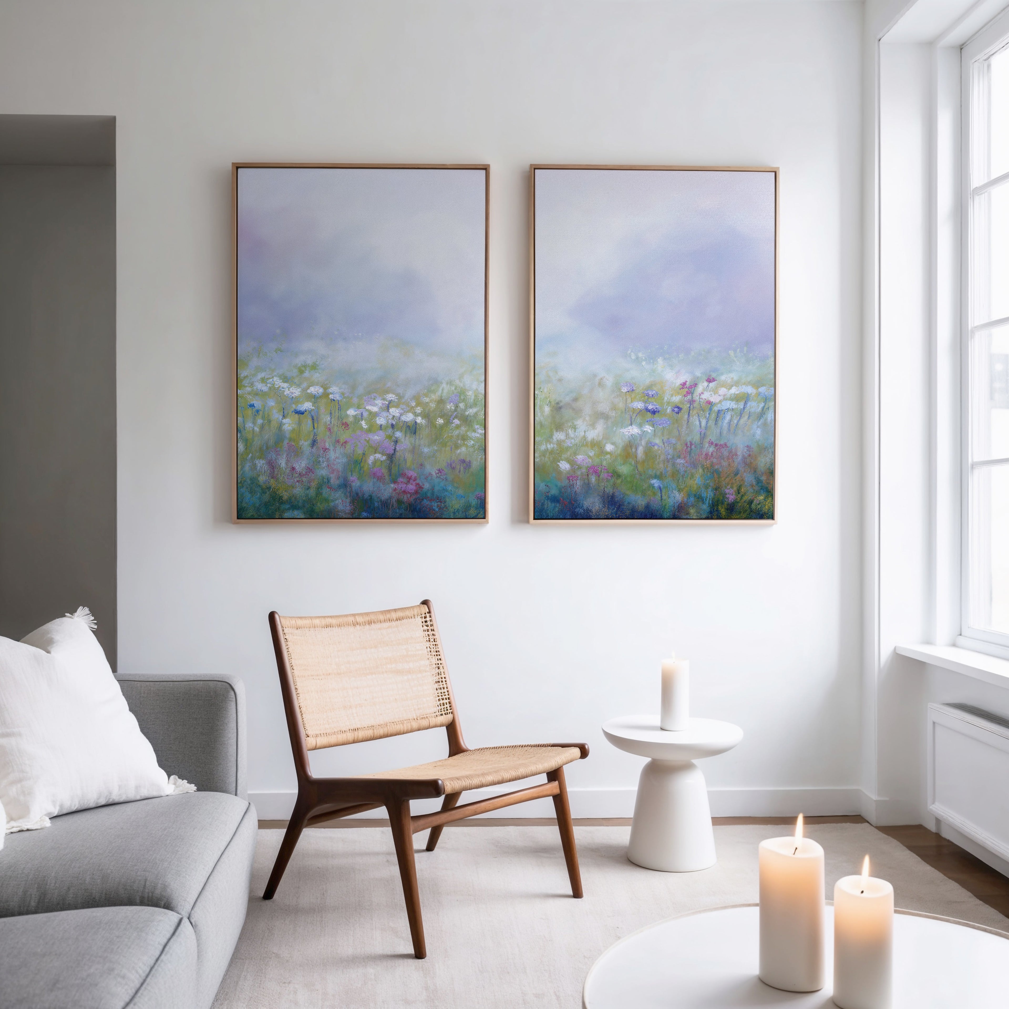 Lavender Whisper Diptych – Set of 2 Canvas Prints set of 2 – green botanical canvas wall art by Aspire Prints