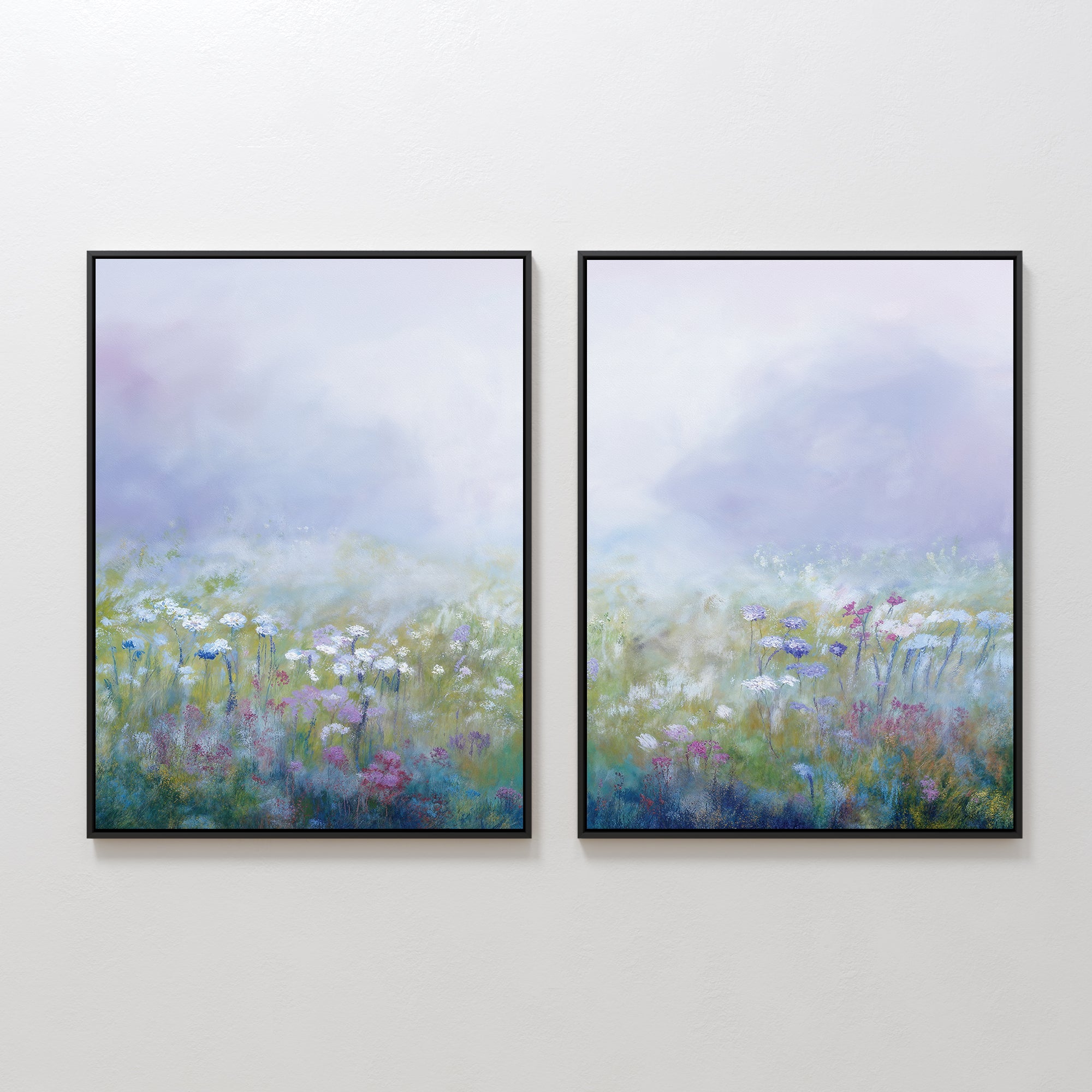 Lavender Whisper Diptych – Set of 2 Canvas Prints set of 2 – green botanical canvas wall art by Aspire Prints