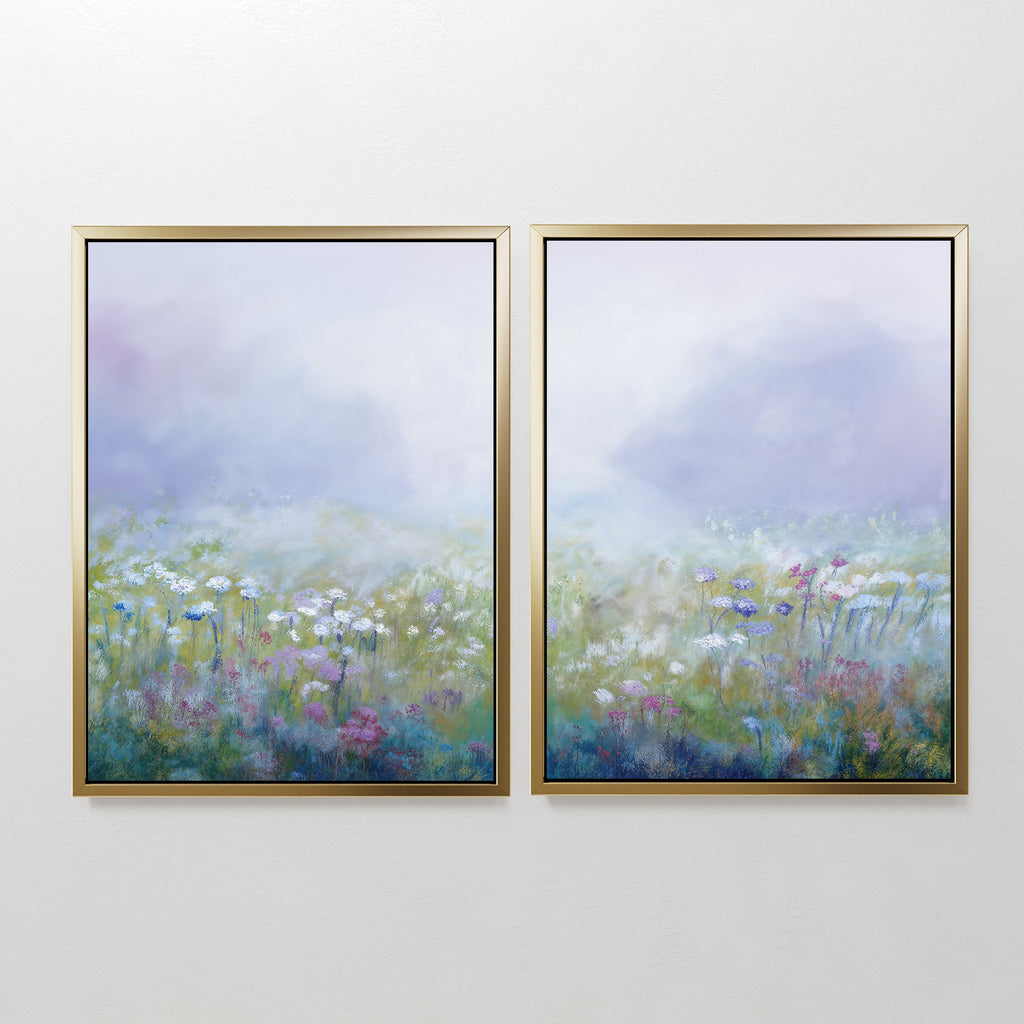 Lavender Whisper Diptych – Set of 2 Canvas Prints set of 2 – green botanical canvas wall art by Aspire Prints