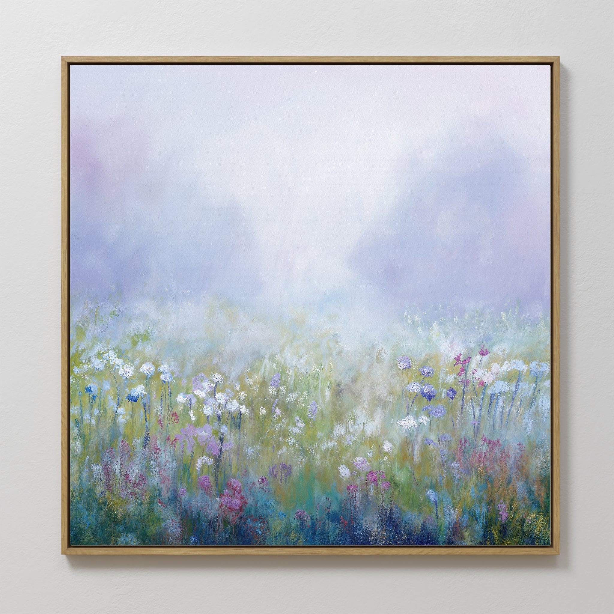 Whispering Meadow at First Light – green botanical canvas wall art print by Aspire Prints