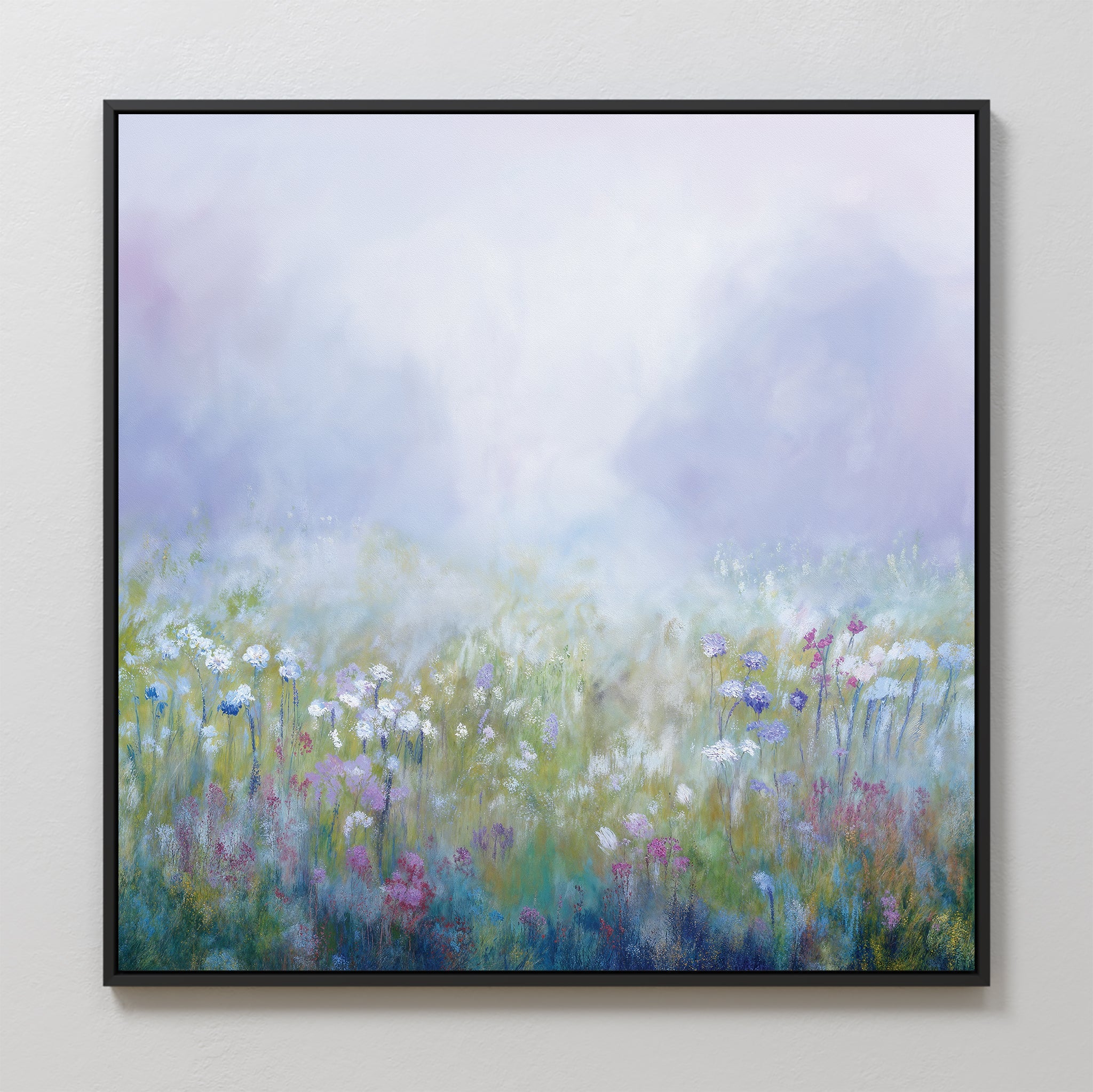 Whispering Meadow at First Light – green botanical canvas wall art print by Aspire Prints