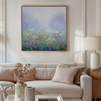 Whispering Meadow at First Light – green botanical canvas wall art print by Aspire Prints