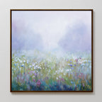 Whispering Meadow at First Light – green botanical canvas wall art print by Aspire Prints