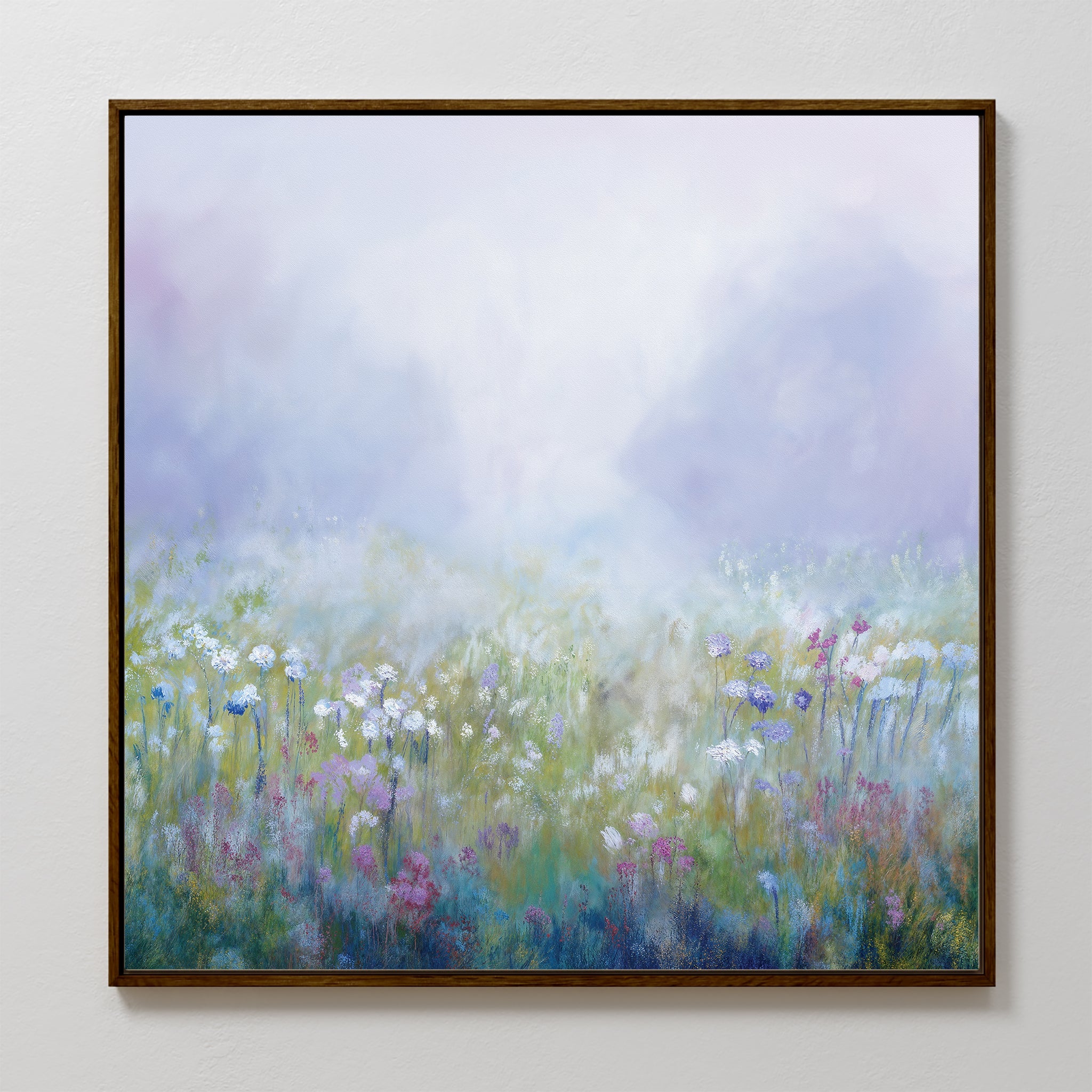 Whispering Meadow at First Light – green botanical canvas wall art print by Aspire Prints