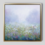 Whispering Meadow at First Light – green botanical canvas wall art print by Aspire Prints