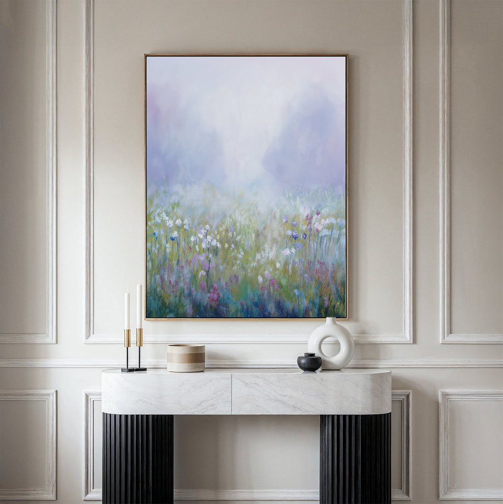 Lavender Hush at First Light – green botanical canvas wall art print by Aspire Prints