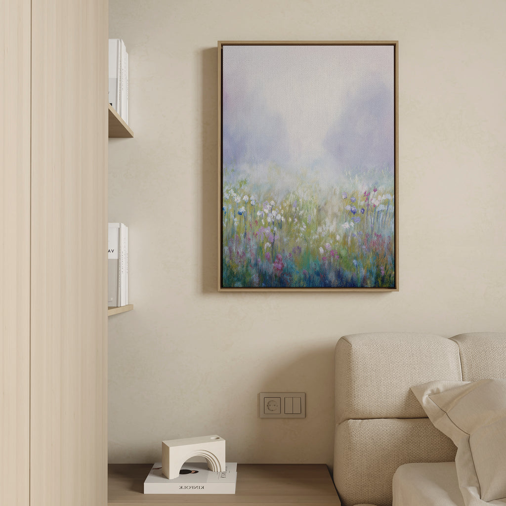 Lavender Hush at First Light – green botanical canvas wall art print by Aspire Prints