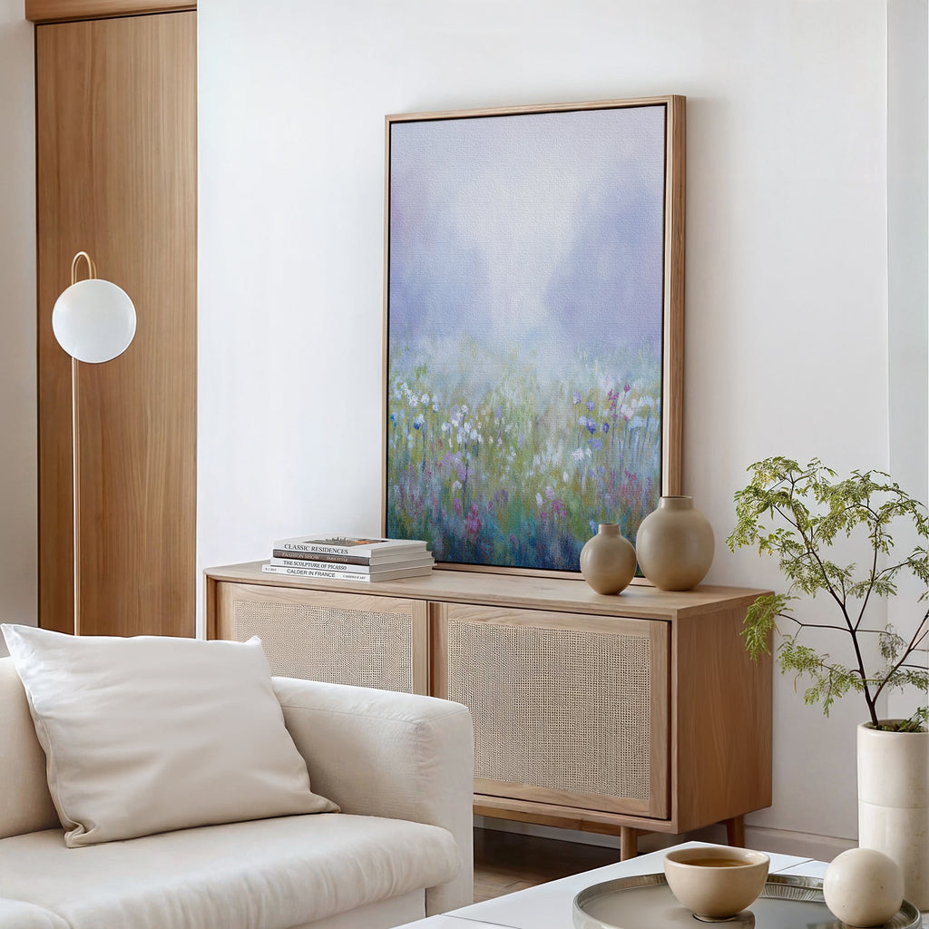 Lavender Hush at First Light – green botanical canvas wall art print by Aspire Prints