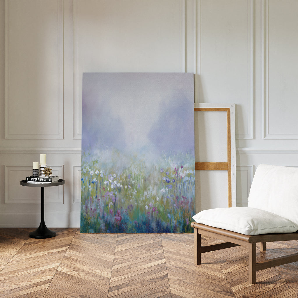 Lavender Hush at First Light – green botanical canvas wall art print by Aspire Prints