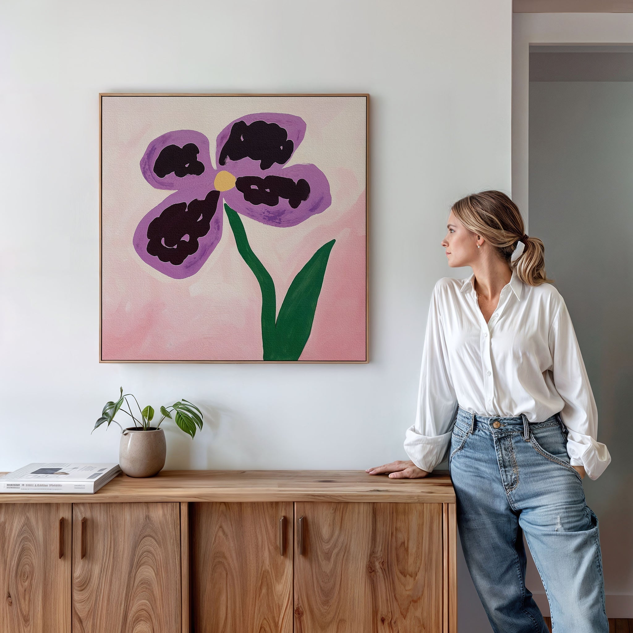 Velvet Petal Sonata – blush pink botanical canvas wall art print by Aspire Prints