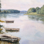 Where the Boats Rest – green vintage canvas wall art print by Aspire Prints