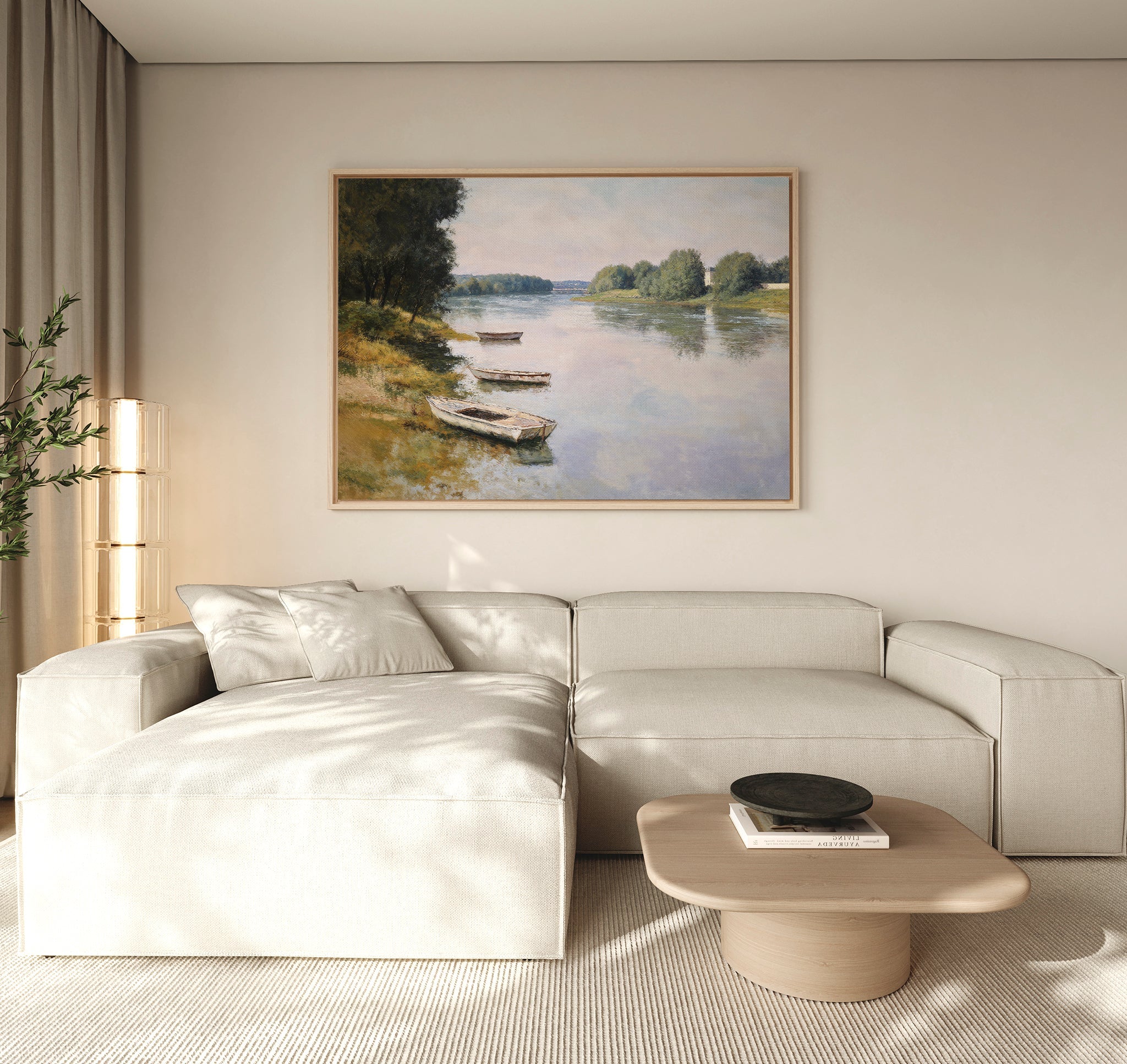 Where the Boats Rest – green vintage canvas wall art print by Aspire Prints