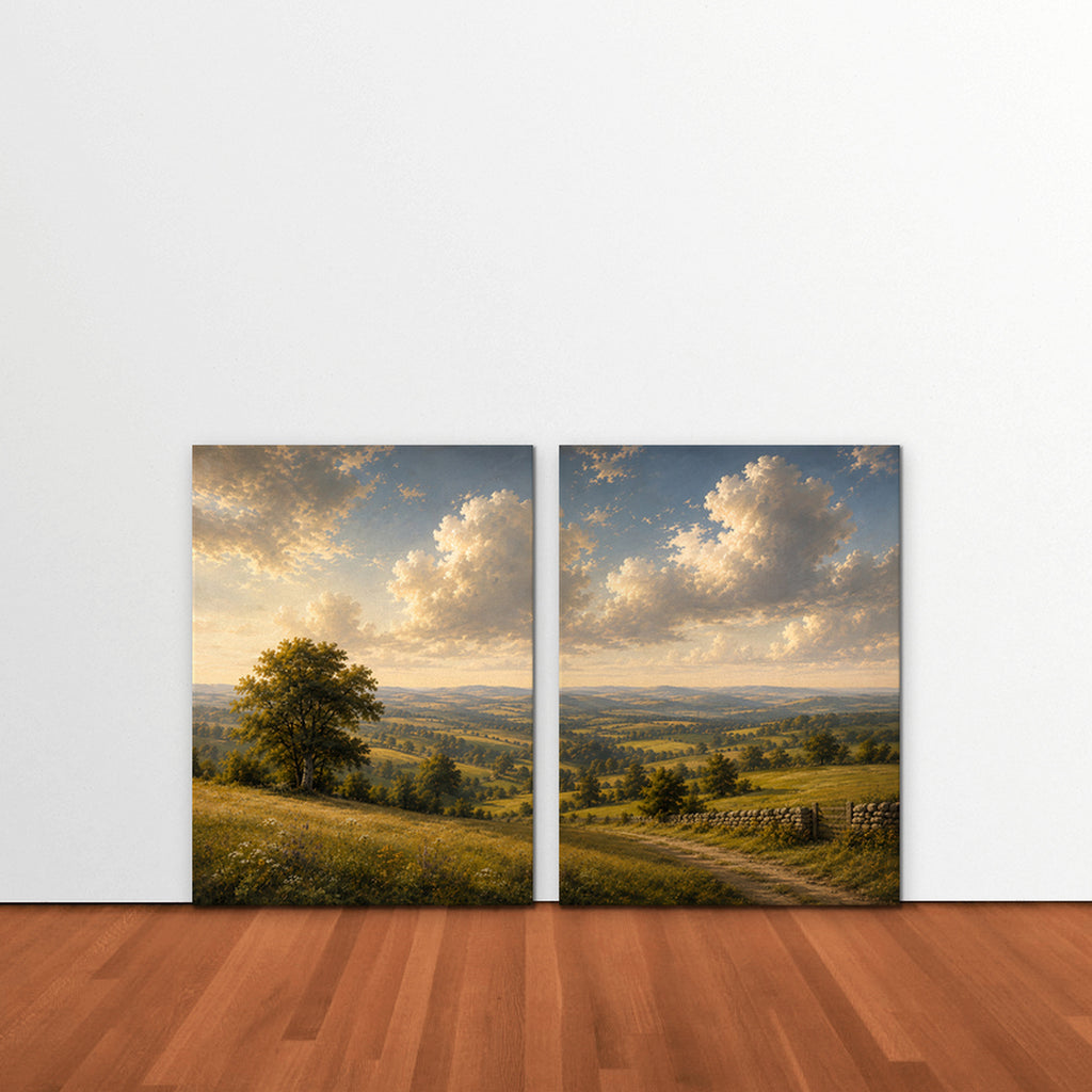 Rolling Countryside Canvas Art - Set of 2 – Stretched Canvas Only in room setting