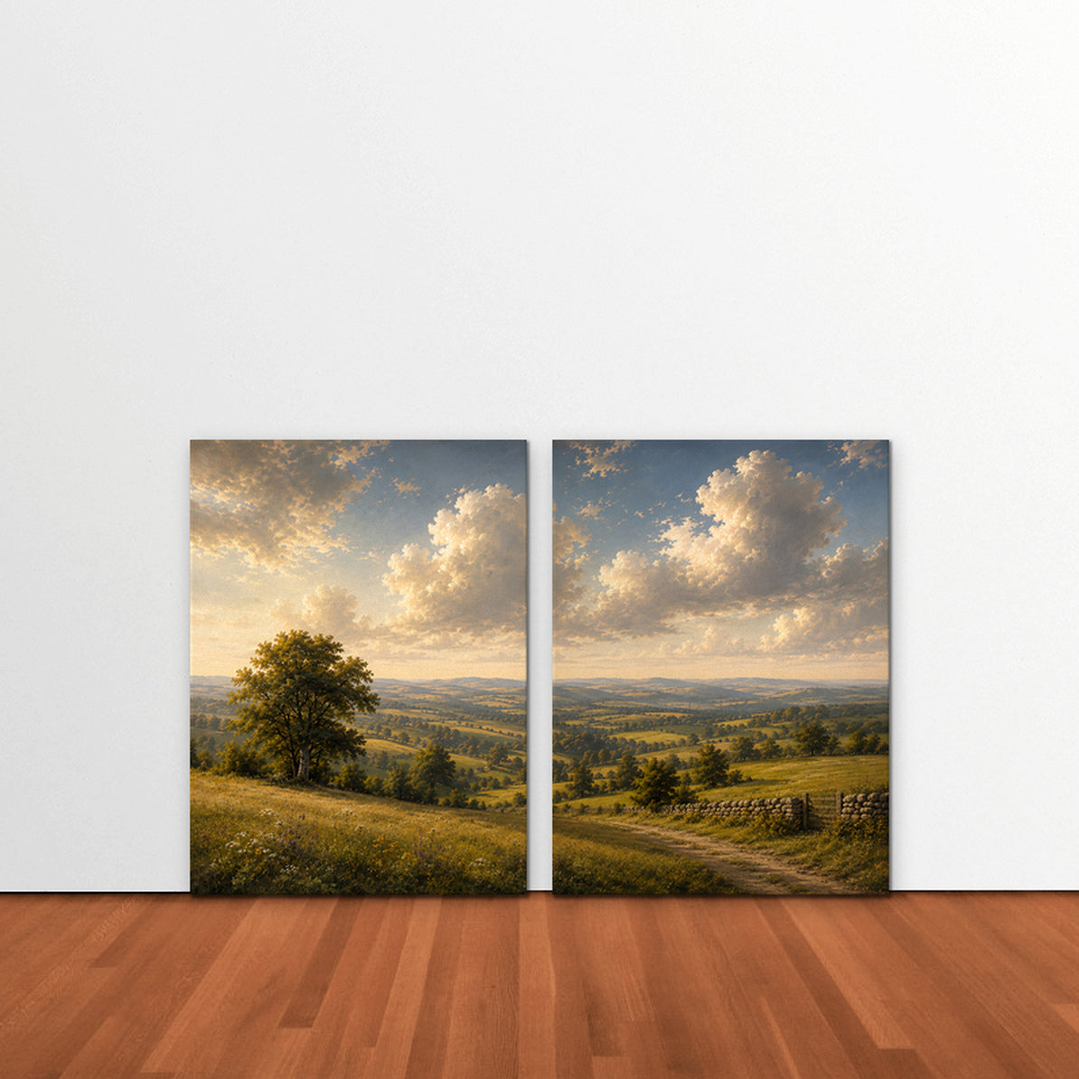 Rolling Countryside Canvas Art - Set of 2 – Stretched Canvas Only in room setting