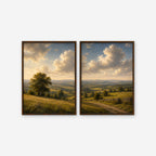 Rolling Countryside Canvas Art - Set of 2 – Walnut Floating Frame on white background
