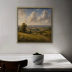 Rolling Countryside Canvas Art - Square – Gold Floating Frame in room setting