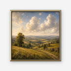 Rolling Countryside Canvas Art - Square – Gold Floating Frame on white background