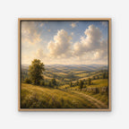 Rolling Countryside Canvas Art - Square – Oak Floating Frame on white background