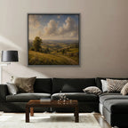 Rolling Countryside Canvas Art - Square – Silver Floating Frame in room setting