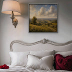 Rolling Countryside Canvas Art - Square – Silver Floating Frame in room setting