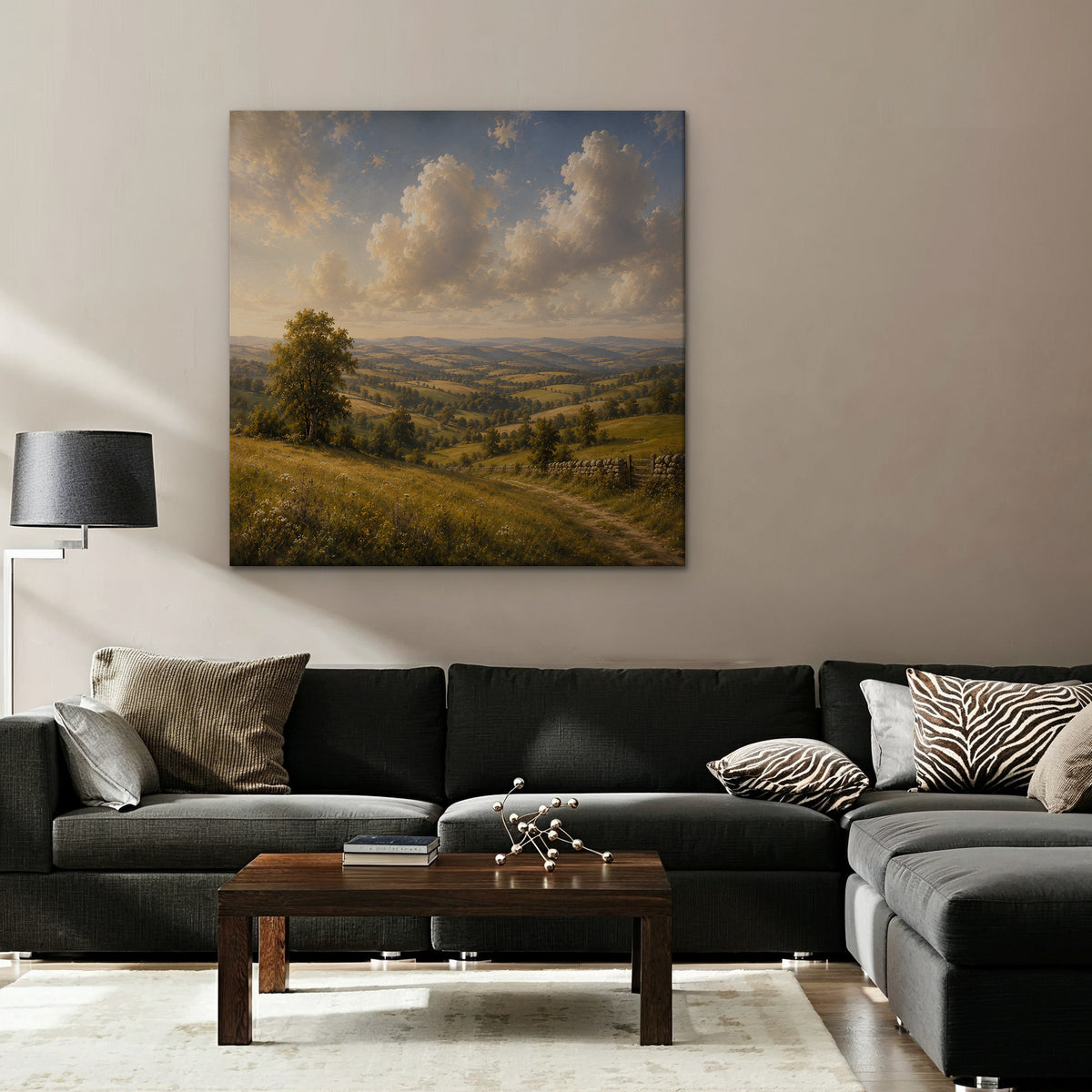 Rolling Countryside Canvas Art - Square – Stretched Canvas Only in room setting