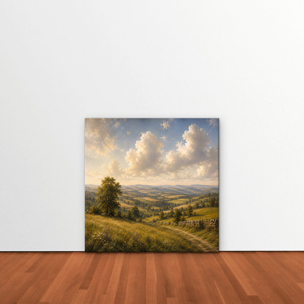 Rolling Countryside Canvas Art - Square – Stretched Canvas Only in room setting